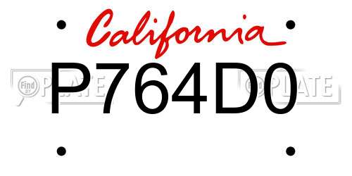 P764D0 California License Plate
