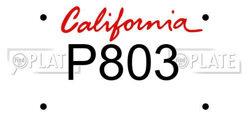 P803 California License Plate