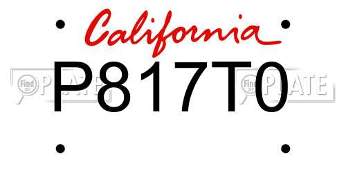 P817T0 California License Plate