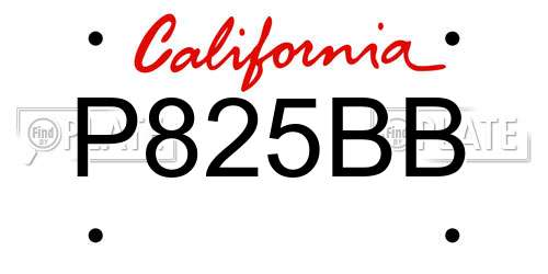 P825BB California License Plate