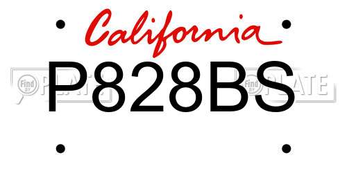 P828BS California License Plate
