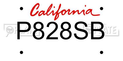 P828SB California License Plate