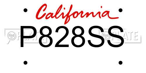 P828SS California License Plate