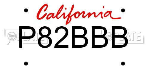P82BBB California License Plate