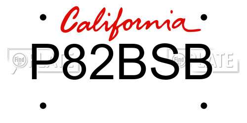 P82BSB California License Plate