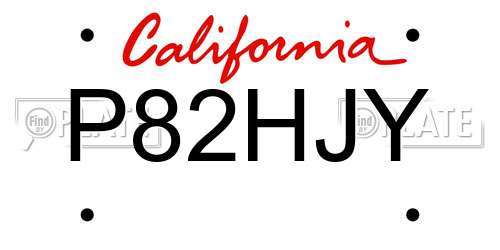 P82HJY California License Plate