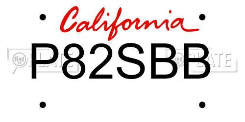 P82SBB California License Plate
