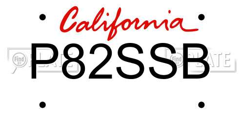 P82SSB California License Plate