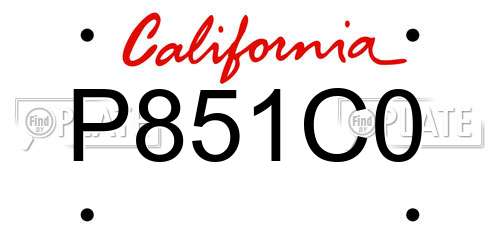 P851C0 California License Plate