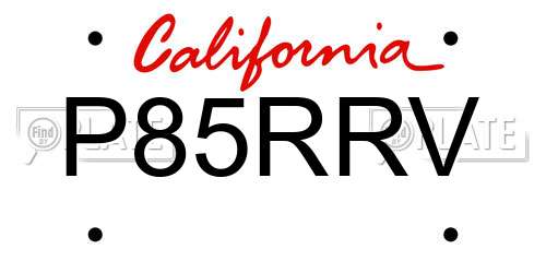 P85RRV California License Plate
