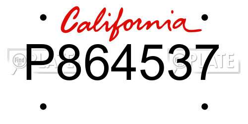P864537 California License Plate