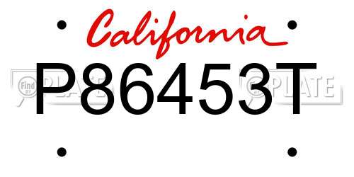 P86453T California License Plate