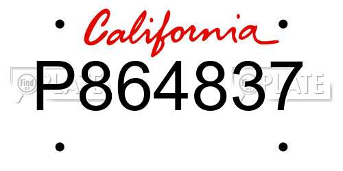 P864837 California License Plate
