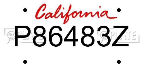 P86483Z California License Plate
