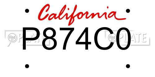 P874C0 California License Plate