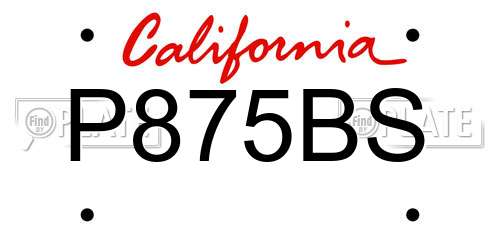 P875BS California License Plate