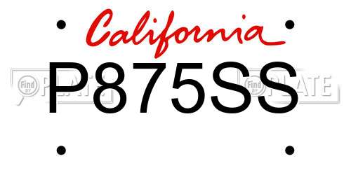 P875SS California License Plate