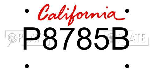 P8785B California License Plate