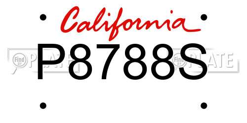 P8788S California License Plate