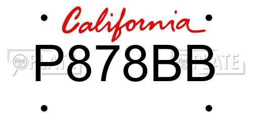 P878BB California License Plate