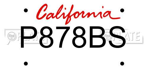 P878BS California License Plate