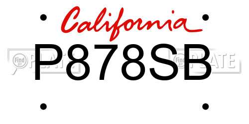 P878SB California License Plate
