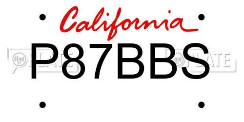P87BBS California License Plate