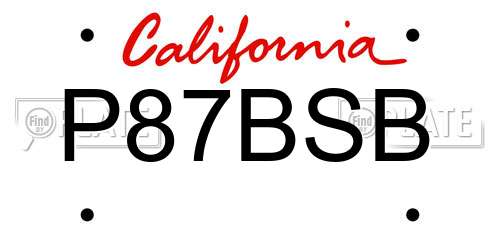 P87BSB California License Plate