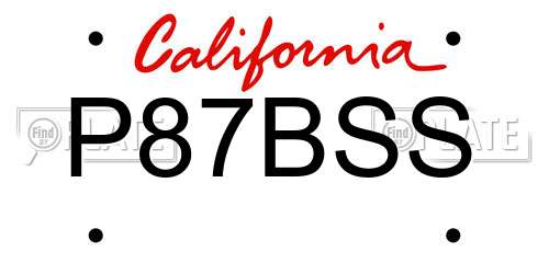 P87BSS California License Plate