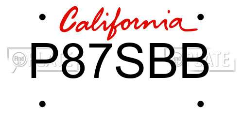 P87SBB California License Plate