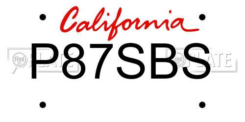 P87SBS California License Plate