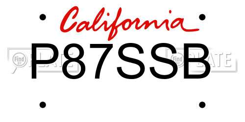 P87SSB California License Plate