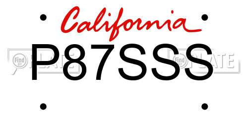 P87SSS California License Plate