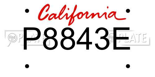 P8843E California License Plate