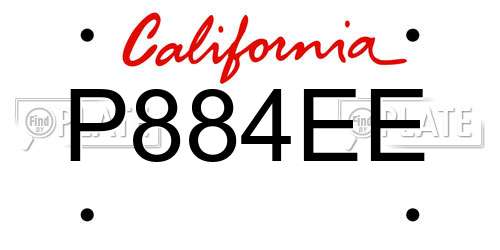 P884EE California License Plate