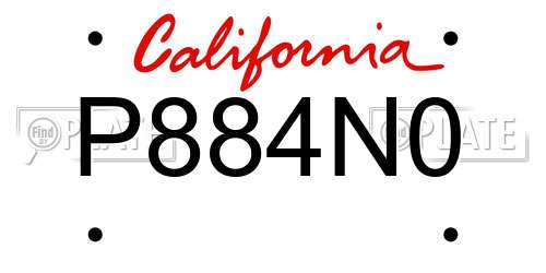 P884N0 California License Plate