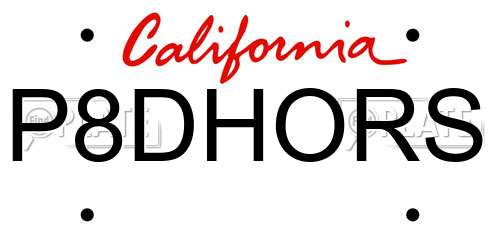 P8DHORS California License Plate