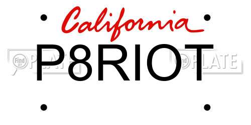 P8RIOT California License Plate
