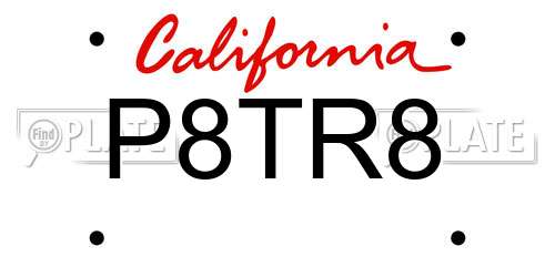 P8TR8 California License Plate