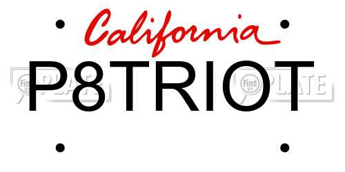 P8TRIOT California License Plate