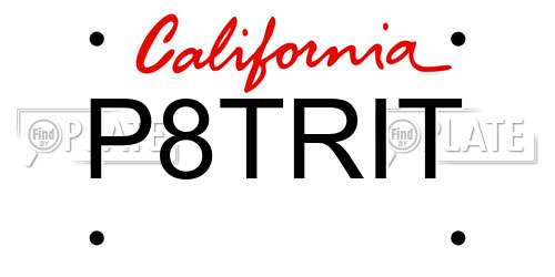 P8TRIT California License Plate