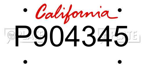 P904345 California License Plate