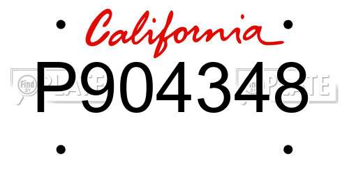 P904348 California License Plate