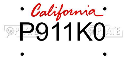 P911K0 California License Plate