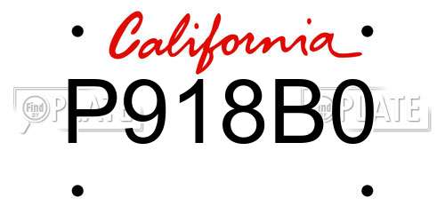 P918B0 California License Plate