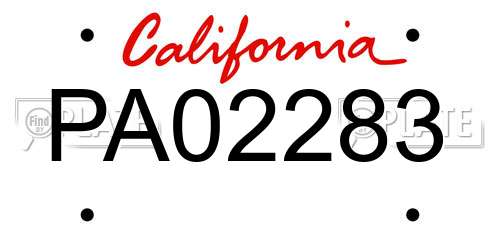 PA02283 California License Plate