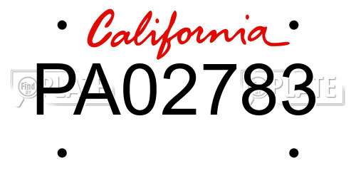 PA02783 California License Plate