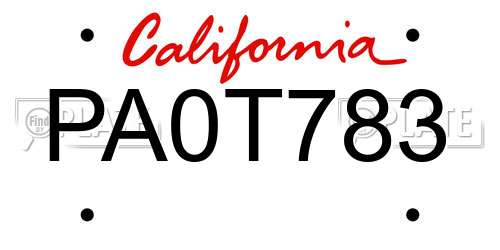 PA0T783 California License Plate