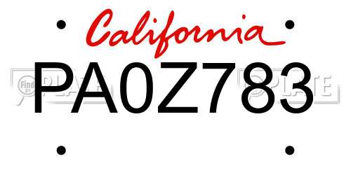 PA0Z783 California License Plate
