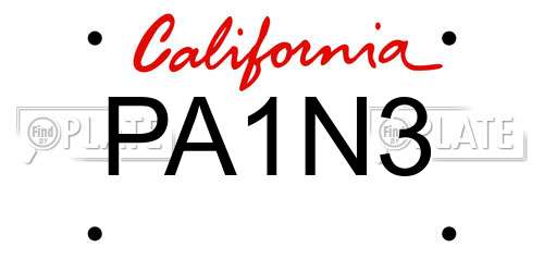 PA1N3 California License Plate